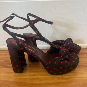 Kate Spade black platform sandals with hearts!